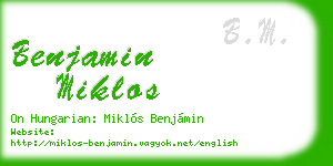 benjamin miklos business card